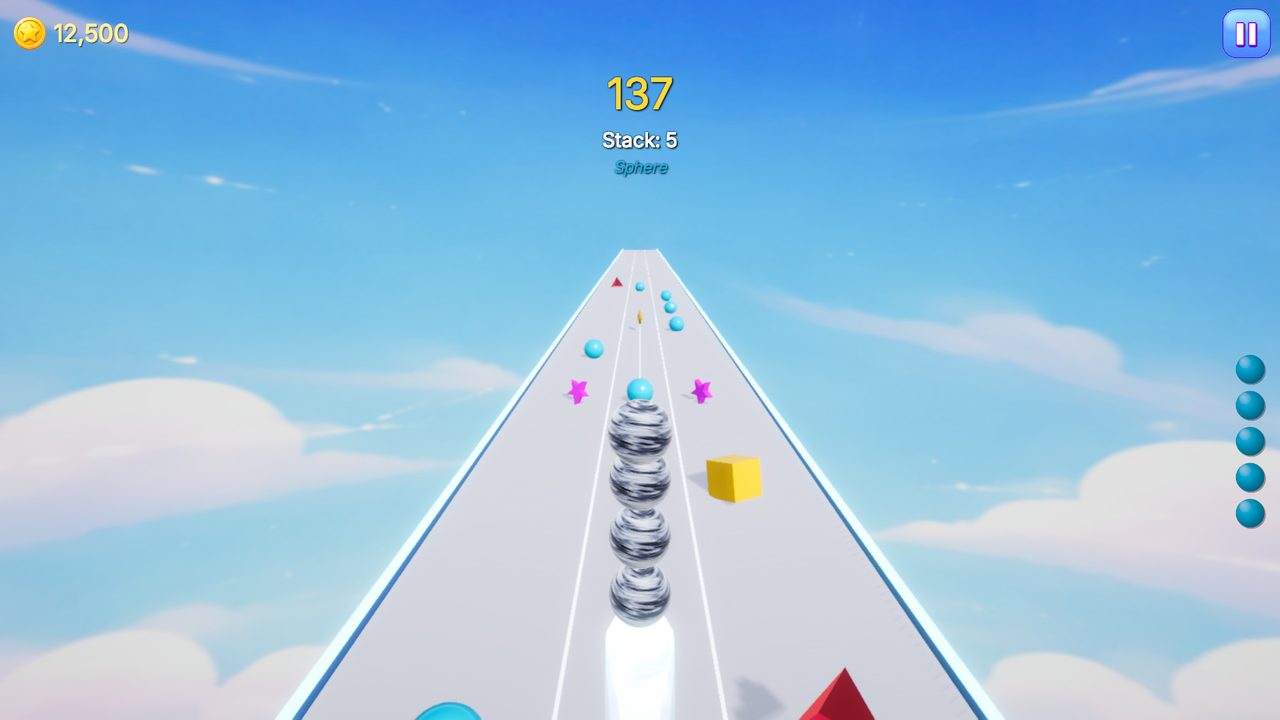 Stack Dash chrome skin with comet trail screenshot