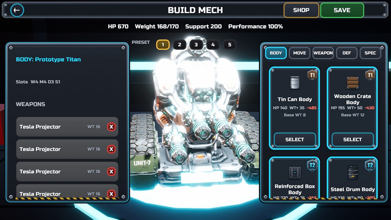 Scrap Mech Arena build screen screenshot